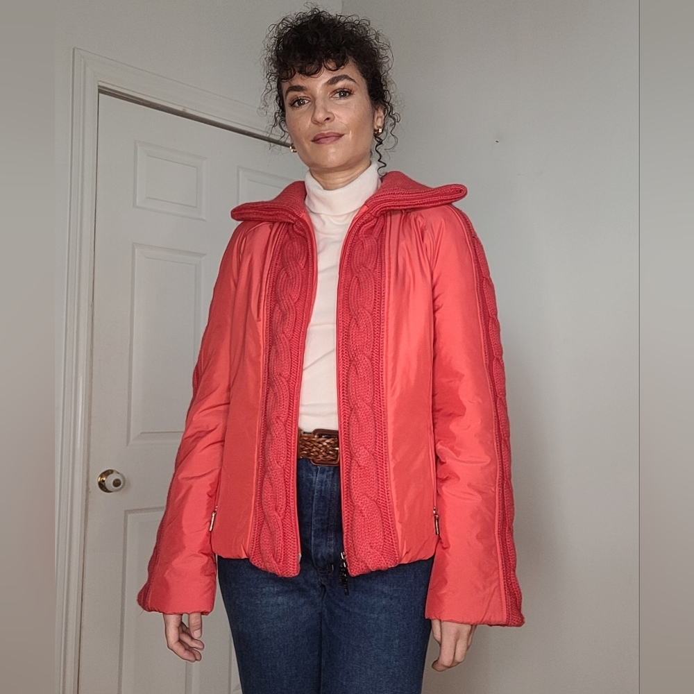 Rodier vintage red light Puffer Jacket with High Collar and Insulation